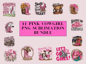 Pink Cowgirl Sublimation Bundle Cowboy Bundle PNG Western PNG Bundle Cowboy Sublimation Cowgirl PNG 