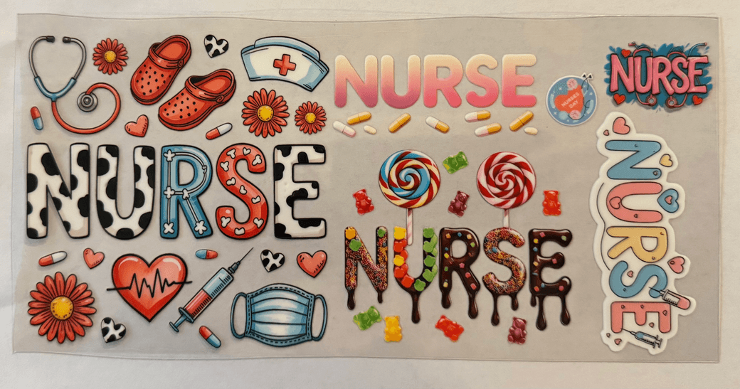 Nurse UVDTF cup wrap for 16oz libbey glass