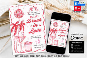 Drunk in Love Bachelorette Invitation Cocktail Bachelorette Invite Template Weekend Itinerary Martin