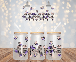 FLORAL UV DTF Glass Cup Decal - 16oz Libbey Wrap