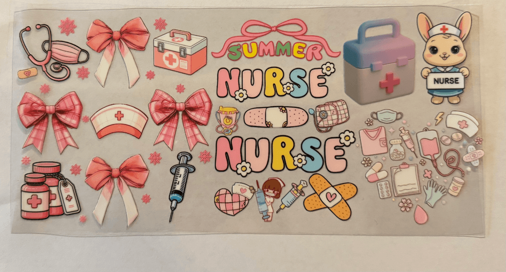 Nurse UVDTF cup wrap for 16oz libbey glass