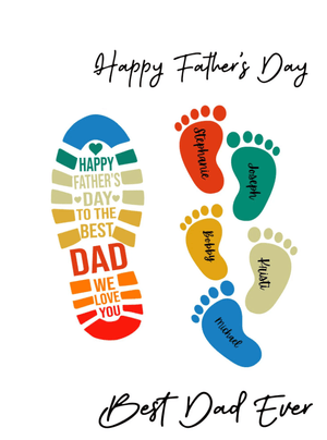 Dad Kids Footprints PNG Personalized Vintage Dad Footprint with Kid Name Png Daddy We Love You Png F