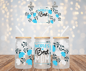 WORLD'S BEST MUM UV DTF 16OZ GLASS CUP WRAP