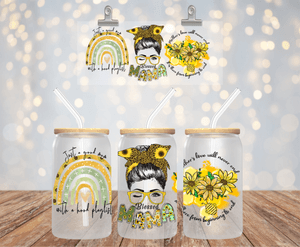 BLESSED MAMA UV DTF 16OZ GLASS CUP WRAP