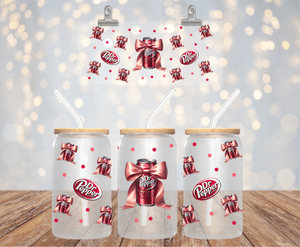 Dr Pepper Soda Can UV DTF Wrap for 16oz Libbey Glass Cup Wrap