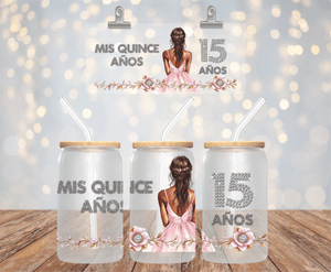 Quinceanera Party 16 oz UV DTF LIBBEY GLASS WRAP KIDS CUP UVDTF