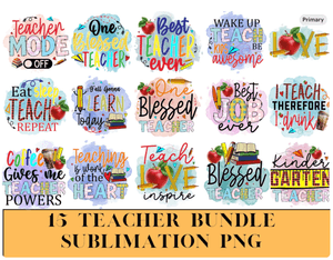 Teacher 15 Png bundle Teacher shirt png Teacher Sublimation design Teacher life png Teacher Bundle 