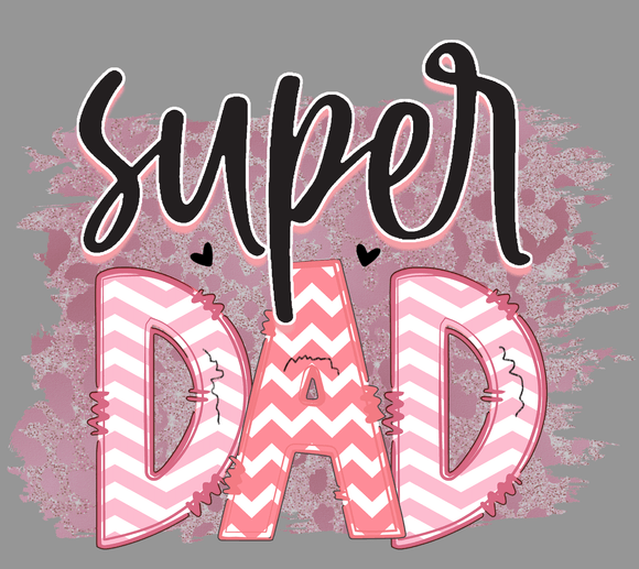 FREE Download Super Dad PNG | Pink Chevron Father’s Day Sublimation Design | Cute Patchwork Dad Clip