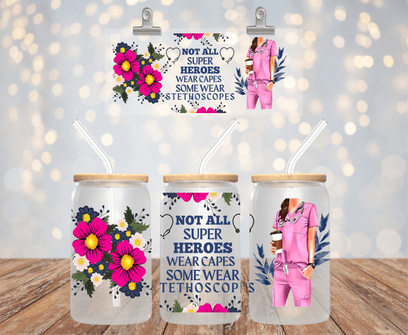 Nurse UVDTF cup wrap for 16oz libbey glass