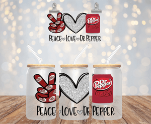 Dr Pepper Soda Can UV DTF Wrap for 16oz Libbey Glass Cup Wrap