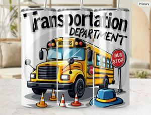 School Bus Skinny Tumbler Wrap PNG, Digital 20oz Tumbler Wrap, Transportation Department Tumbler 