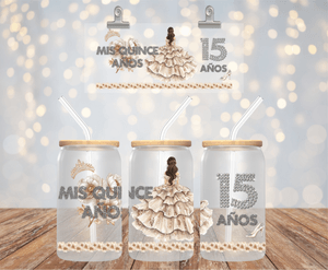 Quinceanera Party 16 oz UV DTF LIBBEY GLASS WRAP KIDS CUP UVDTF