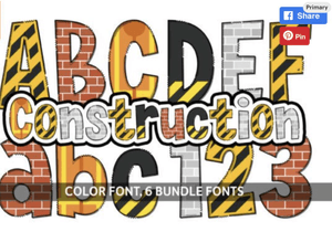 Construction Bundle Font Construction Doodle Alphabet Bundle PNG  Construction PNG Letters Numbers 