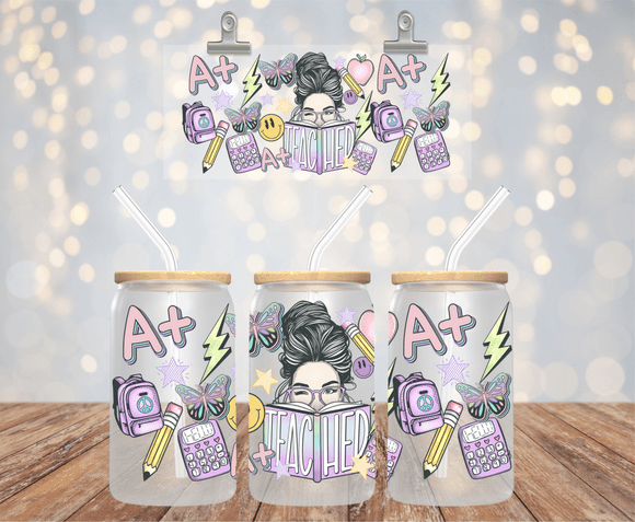 Teacher UVDTF cup wrap for 16oz libbey glass