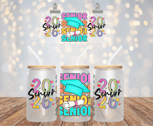 Senior 2026 UV DTF Wrap for 16oz Libbey Glass