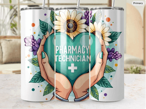 Pharmacy Technician Tumbler Wrap, 20oz Skinny Tumbler PNG, Digital Download Tumbler Design, Straight