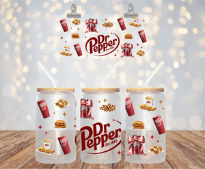 Dr Pepper Soda Can UV DTF Wrap for 16oz Libbey Glass Cup Wrap