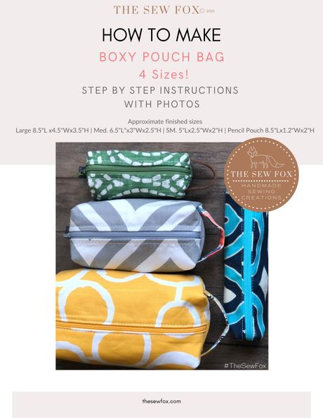 Boxy Pouch Bag PDF E-book Sewing Instructions