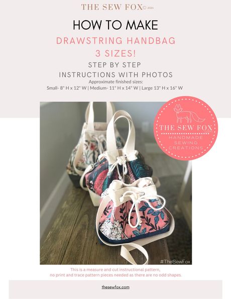 Drawstring Handbag PDF E-book Sewing Instructions 