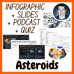 Asteroids | Infographic + Slides + Podcast + Quiz Space Science Set