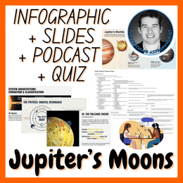 Jupiter's Moons | Infographic + Slides + Podcast + Quiz | Space Science Set FREE