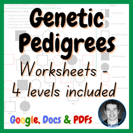 Genetic Pedigrees 4 Worksheet Set - Middle / High School | Print + Digital