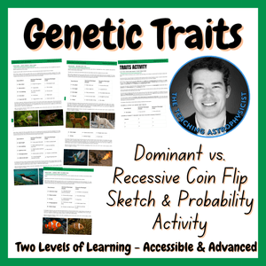 Genetic Traits Probability Sketch Activity | Punnett Square | Biology | 2 Levels