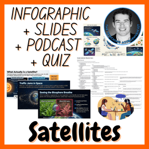 Satellites | Infographic + Slides + Podcast + Quiz Space Science Set