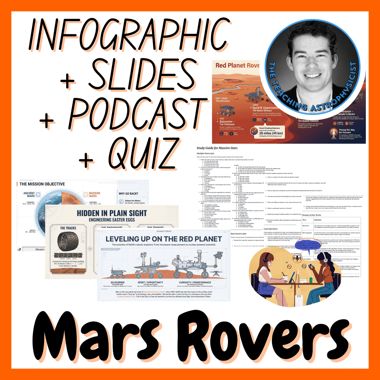 Mars Rovers | Infographics + Slides + Podcast + Quiz Space Science Set