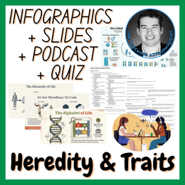 Heredity &amp; Traits | Infographics + Slides + Podcast + Quiz | Biology Science Set