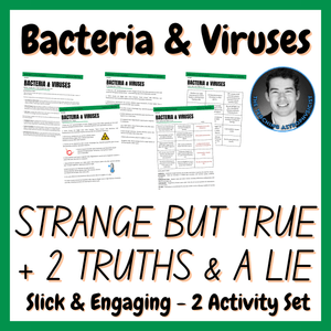 Bacteria &amp; Viruses | Bio Strange But True Facts + 2 Truths &amp; a Lie Activity Set