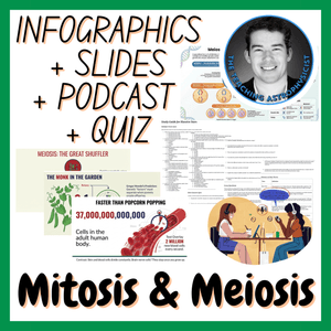 Mitosis &amp; Meiosis | Infographics + Slides + Podcast + Quiz | Biology Set
