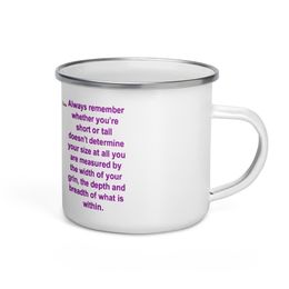 12oz happy camper unique Enamel Mug “What is in a name”  Jeana