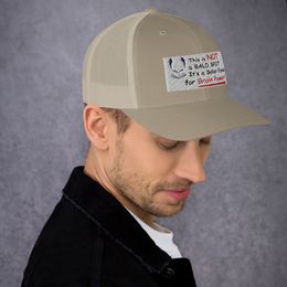 &quot;NOT a BALD SPOT&quot; Six-panel trucker cap with a mesh back will be a comfy and classic...