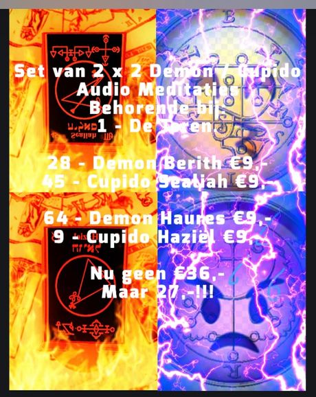 Set van 2 x 2 Demon / Cupido Meditaties, behorende bij 1 - De Toren. 