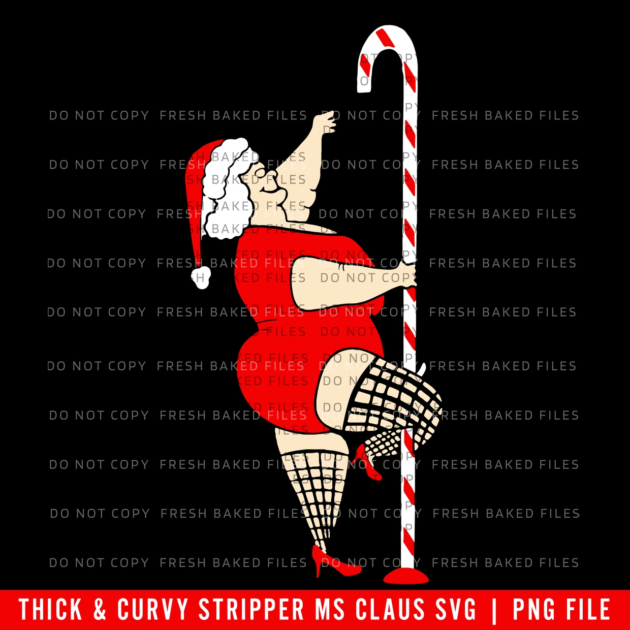 Plus Size Thick and Curvy Stripper Ms Claus. Christmas Pole Dancer SVG ...
