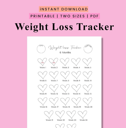 Weight Loss Tracker | Printable | PDF | Digital Download | Journal Page | Health