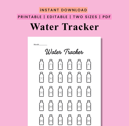 Water Tracker | Printable | PDF | Digital Download | Journal Page
