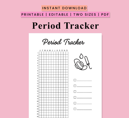 Period Tracker | Printable | PDF | Digital Download | Journal Page