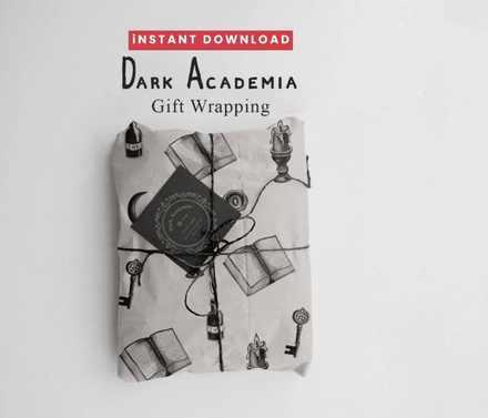 Dark Academia Hand-Drawn Wrapping Paper | Sketch Art | Instant Download PDF &amp; JPEG