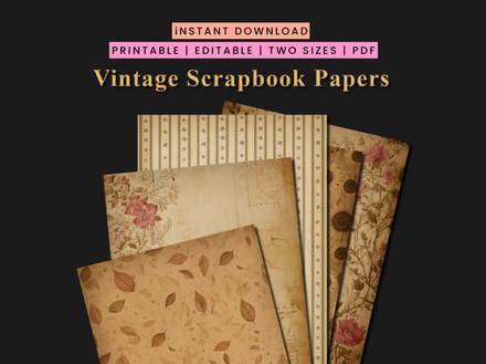 Vintage Scrapbook Papers | Printable | A4 | Digital Download |