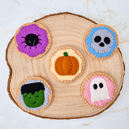Felt Halloween Cookie  PDF Sewing Pattern - pumpkin, ghost, Frankenstein, spider, skull