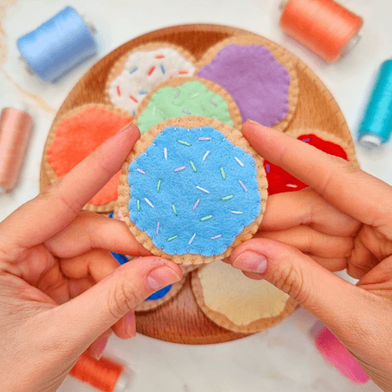 Felt Iced Sugar Cookie PDF Sewing Pattern - beginner friendly felt food biscuits with icing