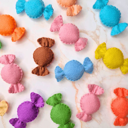 Felt sweet bon-bon candy PDF Sewing Pattern with Tutorial, easy beginner-friendly patterns