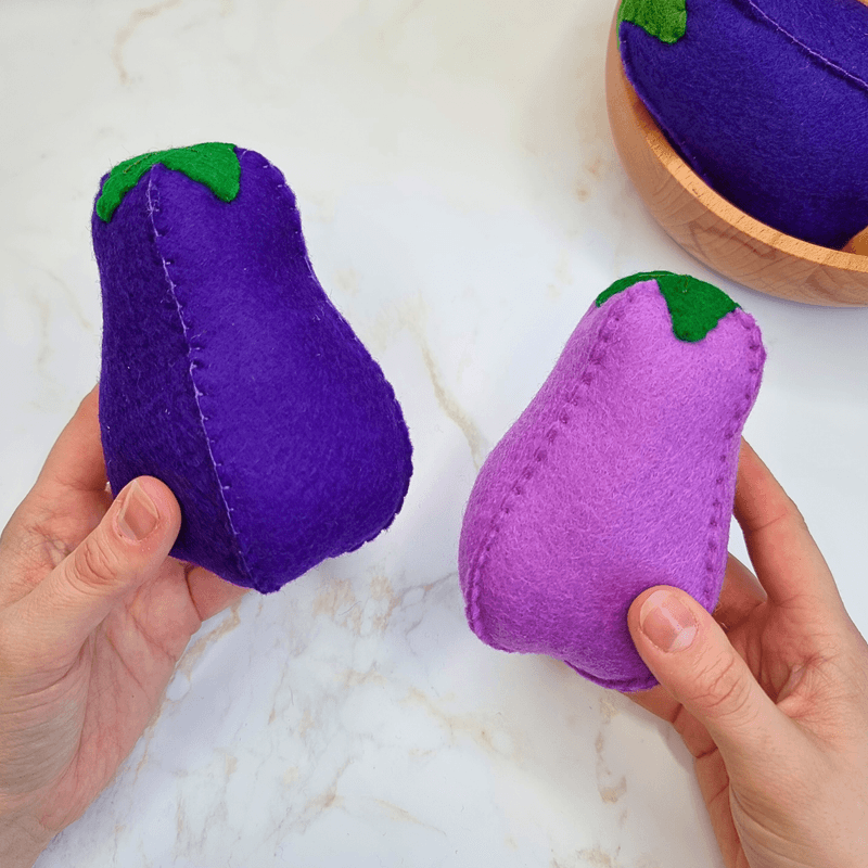 Felt Aubergine / Eggplant PDF Sewing Pattern with tutorial - easy and beginner friendly templates