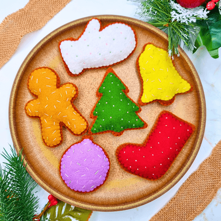Felt Christmas biscuit PDF sewing pattern &amp; tutorial, easy kids felt food