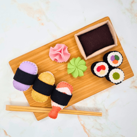 Felt Sushi PDF Sewing Pattern &amp; Tutorial - nigiri, maki, wasabi, ginger, soya sauce