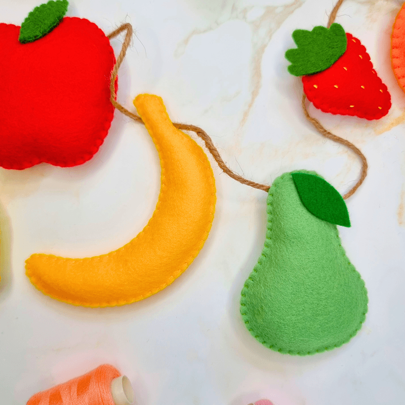 Felt Fruit Playset PDF Sewing Pattern - apple, pear, banana, strawberry, lemon, orange