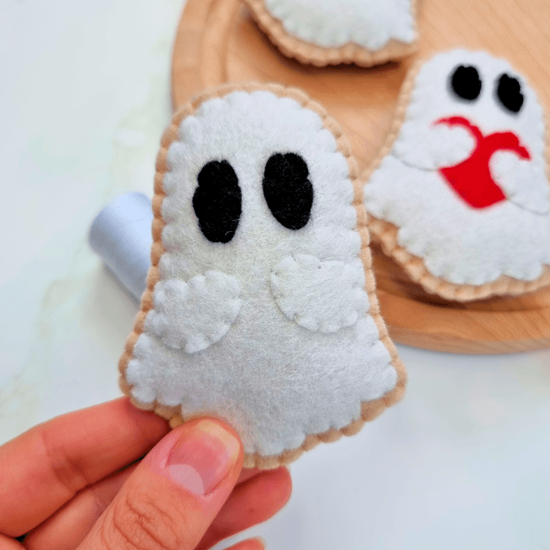 Felt Ghost Cookie PDF Sewing Pattern - sew your own cute and easy Halloween felt food