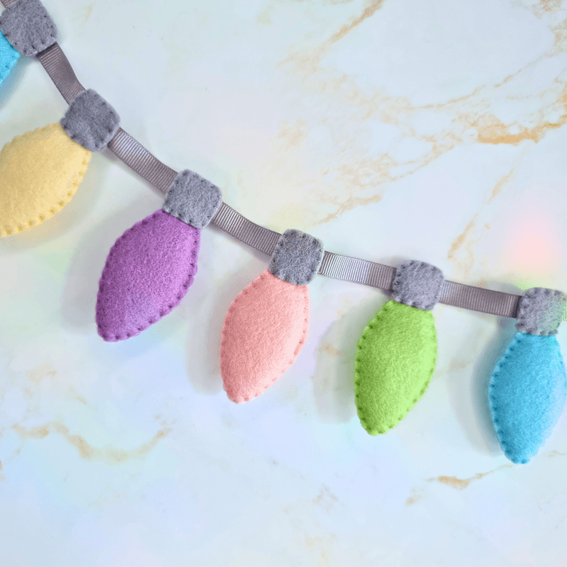 Felt Fairy Light PDF Sewing Pattern, festive party light bulb garland, Christmas string lights